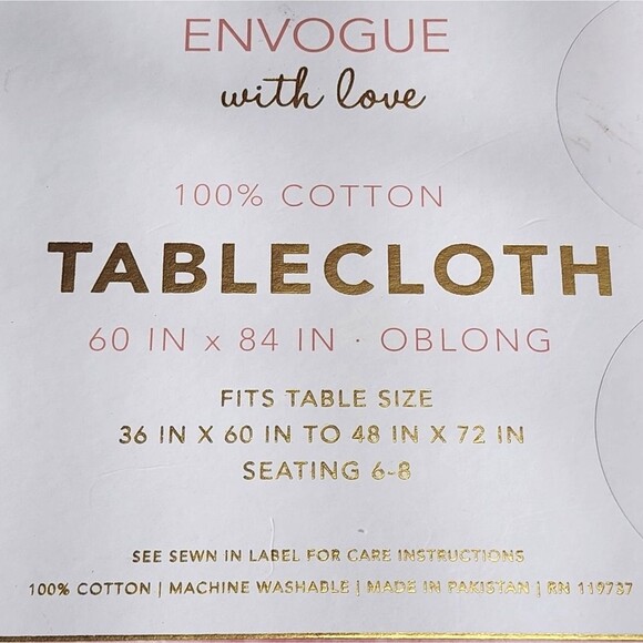 Envogue Shabby Chic Hearts And Cherries Design Cotton Tablecloth 60x84in Oblong - Picture 6 of 8